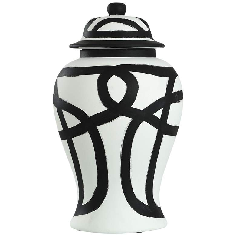 Image 1 Ginger Jar- Large - Black And White Finish On Ceramic