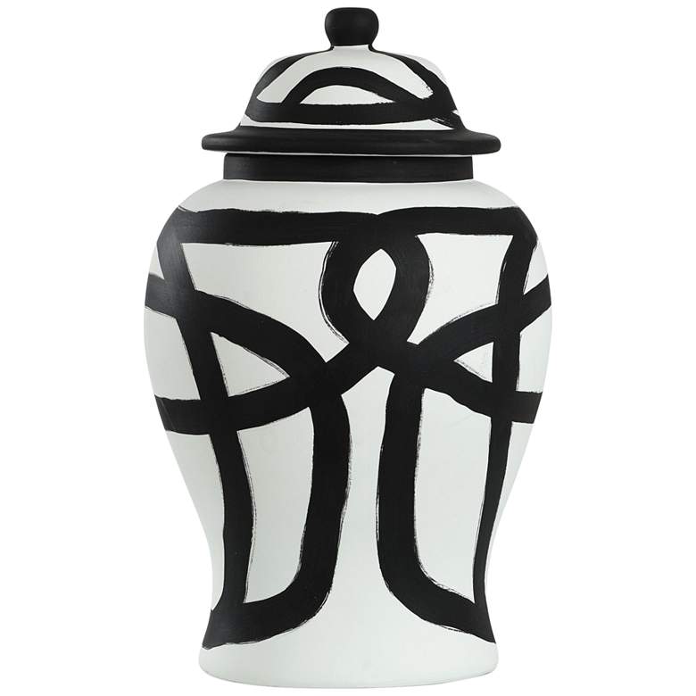 Image 1 Ginger Jar- Medium - Black And White Finish On Ceramic