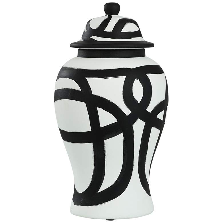 Image 1 Ginger Jar- Small - Black And White Finish On Ceramic