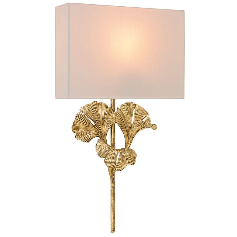 Image 1 Gingko 25" High Chinois Antique Gold Leaf LED Wall Sconce