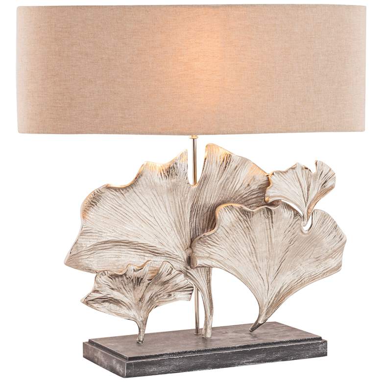 Image 1 Gingko Leaf Textured Nickel Metal Table Lamp