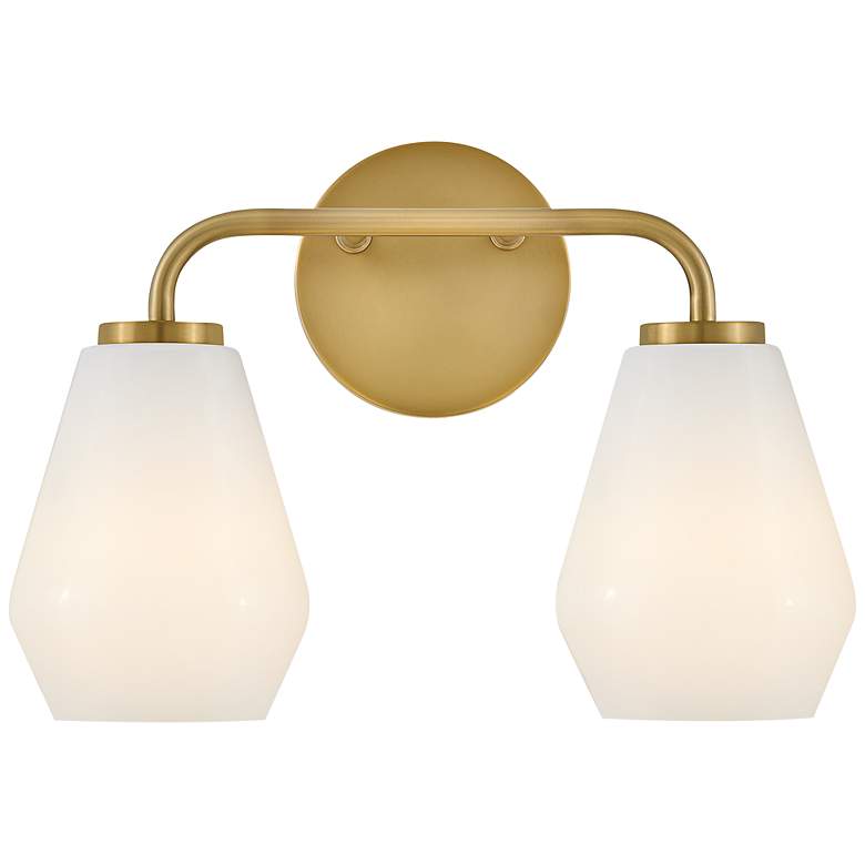 Image 2 Gio 10 1/4" High Lacquered Brass 2-Light Wall Sconce more views
