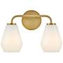 2_Gio 10 1/4" High Lacquered Brass 2-Light Wall Sconce more views