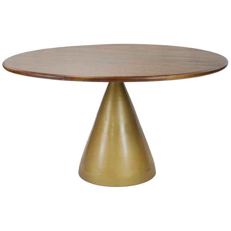 Image 1 Gio 54" Elm And Gold Pedestal Dining Table