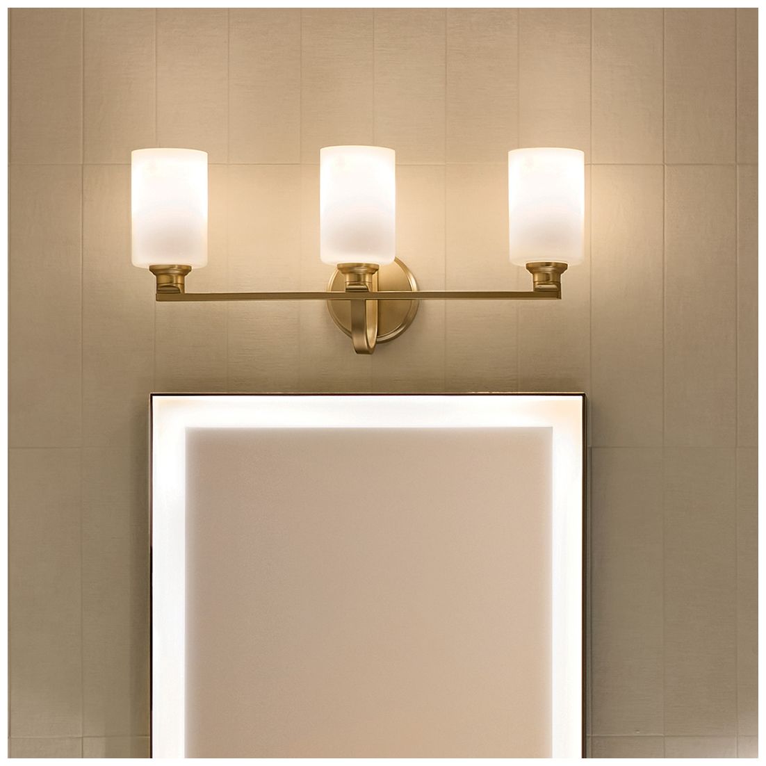 Image 3 Gioe 24 1/4" Wide Champagne Bronze 3-Light Vanity Bath Light more views