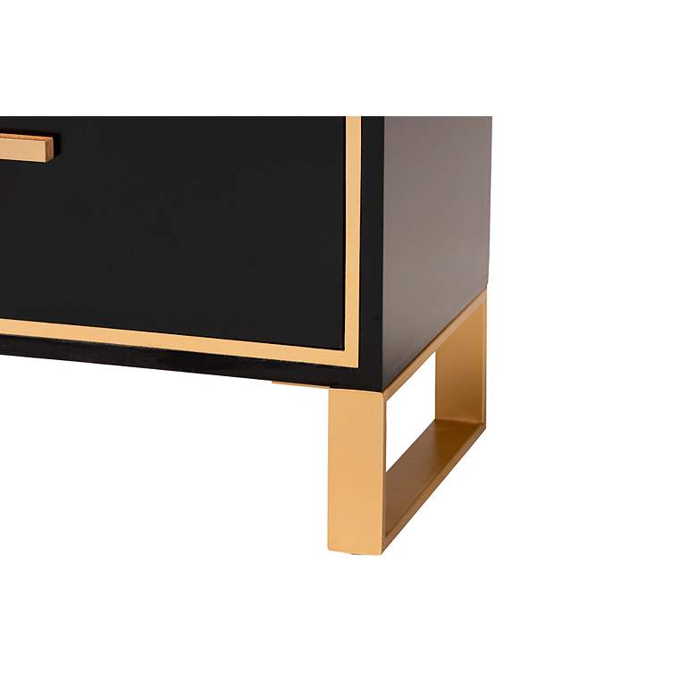 Image 4 Giolla 17 3/4" Wide Black and Gold 2-Drawer Nightstand more views