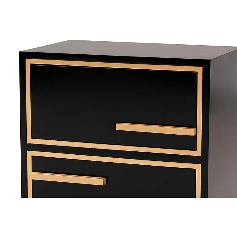 Image 5 Giolla 17 3/4 inch Wide Black and Gold 2-Drawer Nightstand more views