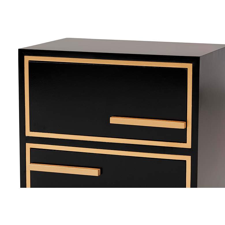 Image 5 Giolla 17 3/4" Wide Black and Gold 2-Drawer Nightstand more views