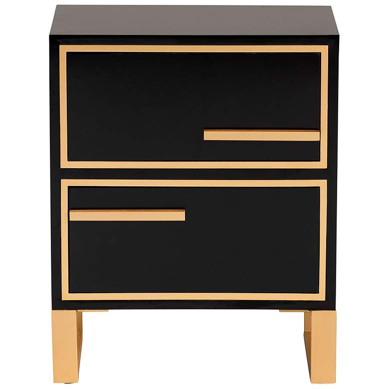 Image 7 Giolla 17 3/4 inch Wide Black and Gold 2-Drawer Nightstand more views