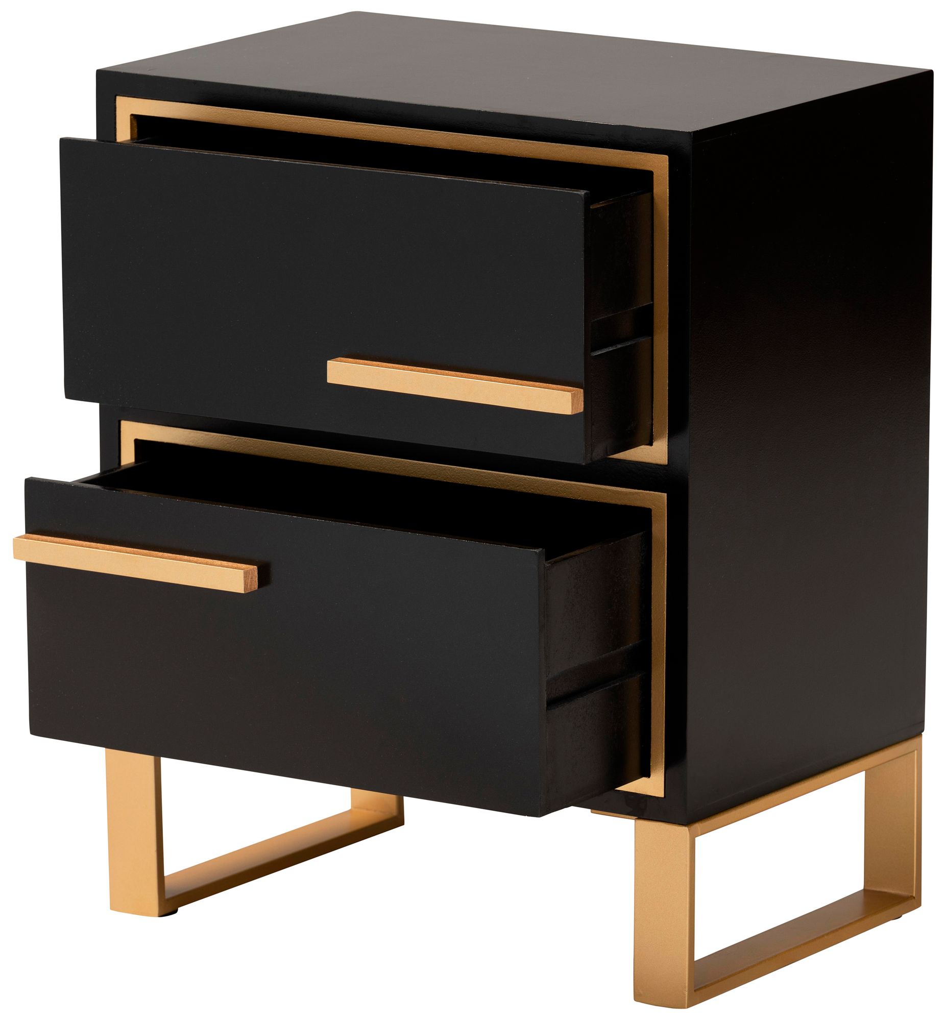 Giolla 17 3/4" Wide Black and Gold 2-Drawer Nightstand