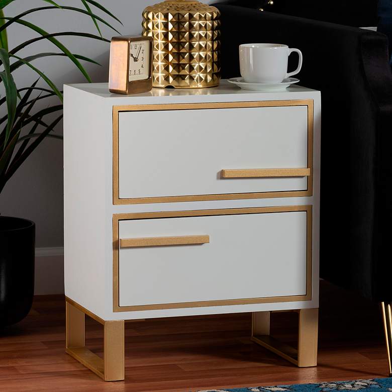 Image 1 Giolla 17 3/4 inch Wide White Wood 2-Drawer Nightstand