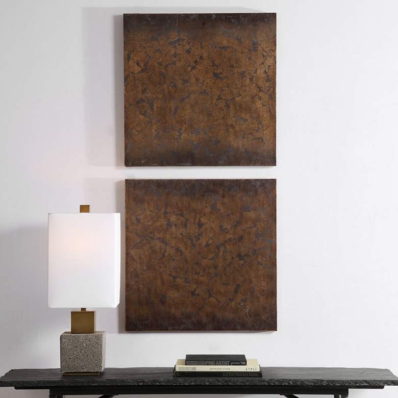 Image 1 Giordano 24 1/4 inch Square Bronze 2-Piece Metal Wall Art Set