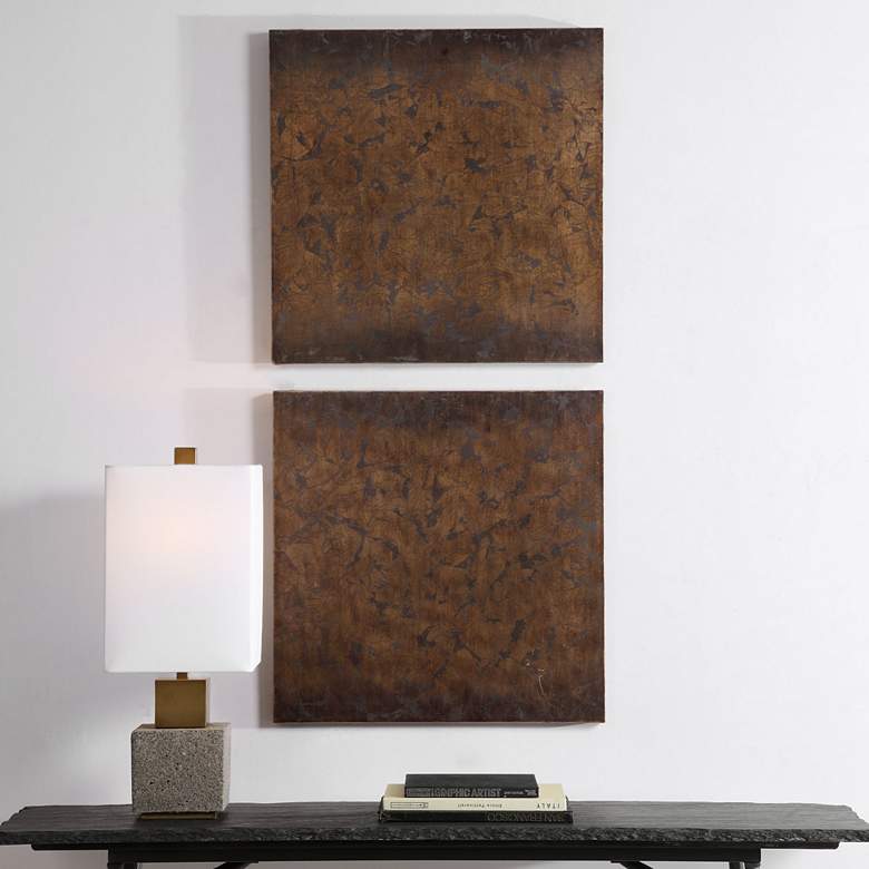 Image 1 Giordano 24 1/4" Square Bronze 2-Piece Metal Wall Art Set