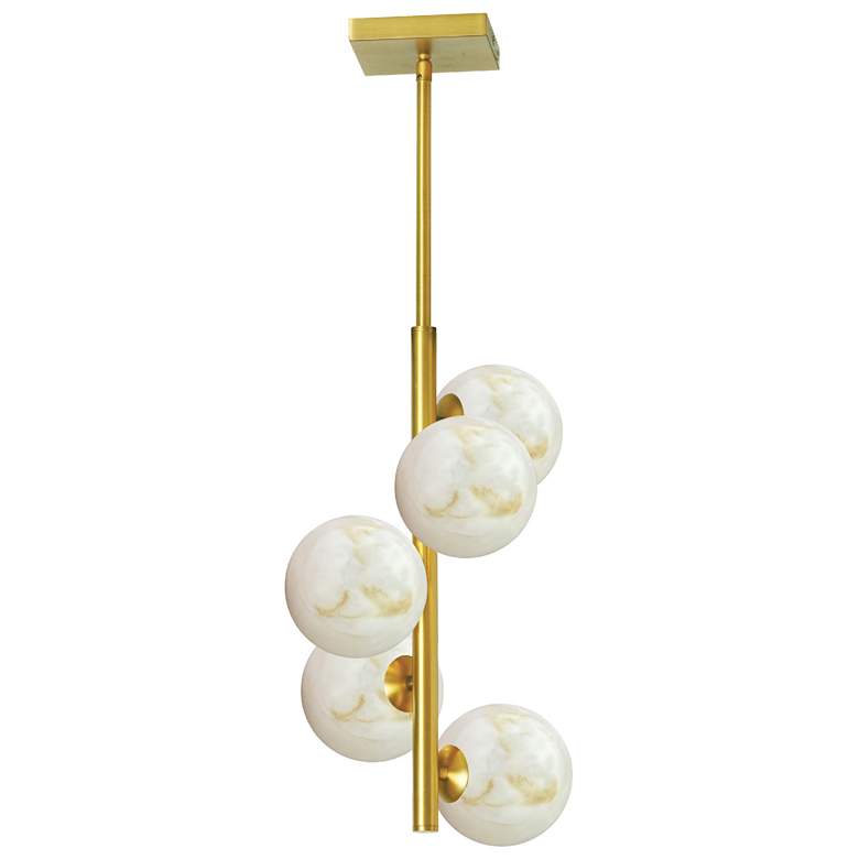 Image 1 Giovanna 10.5" Wide 5-Light Aged Brass Finish Pendant w/ Alabaster Shade