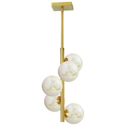 Giovanna 10.5" Wide 5-Light Aged Brass Finish Pendant w/ Alabaster Shade