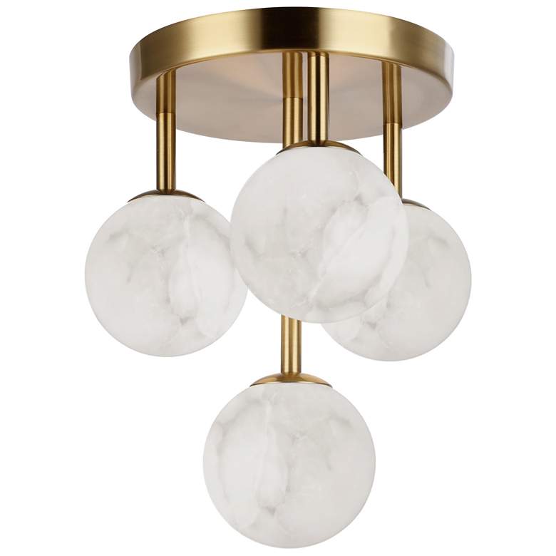 Image 1 Giovanna 16.5" Wide 4-Light Aged Brass Flush Mount w/ Alabaster Shade
