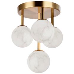 Giovanna 16.5" Wide 4-Light Aged Brass Flush Mount w/ Alabaster Shade
