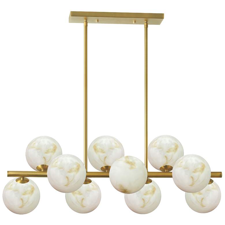 Image 1 Giovanna 31" Wide 10-Light Aged Brass Finish Pendant w/ Alabaster Shade