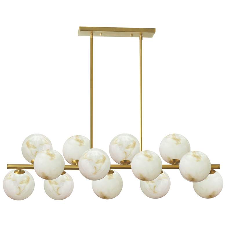Image 1 Giovanna 40" Wide 13-Light Aged Brass Finish Pendant w/ Alabaster Shade