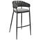 Giovanni 30 in. Barstool in Gray Fabric and Faux Leather, Black Metal