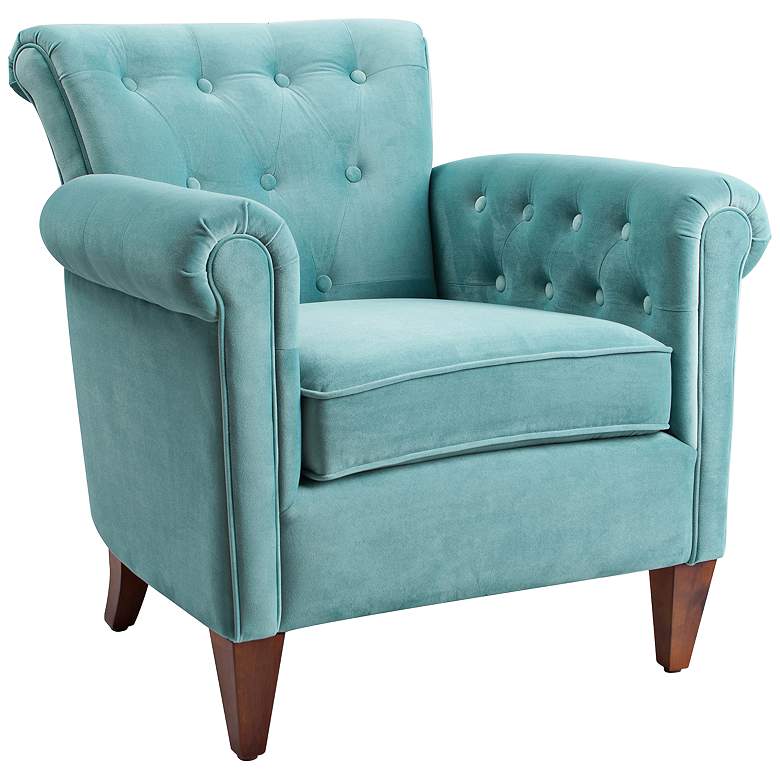 Image 1 Giovanni Arctic Blue Velvet Tufted Accent Chair