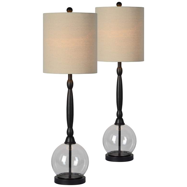 Image 1 Giovanni Black Metal and Glass Table Lamps Set of 2