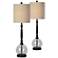 Giovanni Black Metal and Glass Table Lamps Set of 2