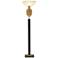 Giovanni Gold Leaf and Gloss Black Torchiere Floor Lamp