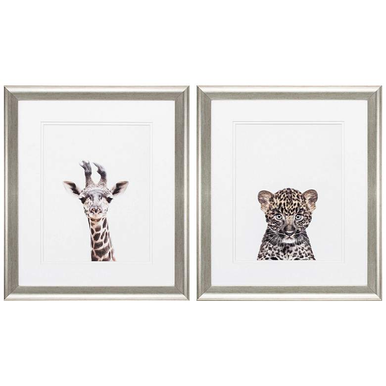 Image 1 Giraffe Leopard 22" High 2-Piece Framed Wall Art Set