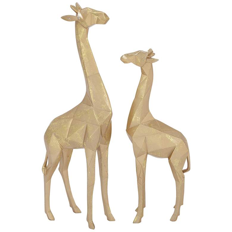 Giraffe Textured Gold Table Decor Statues Set of 2