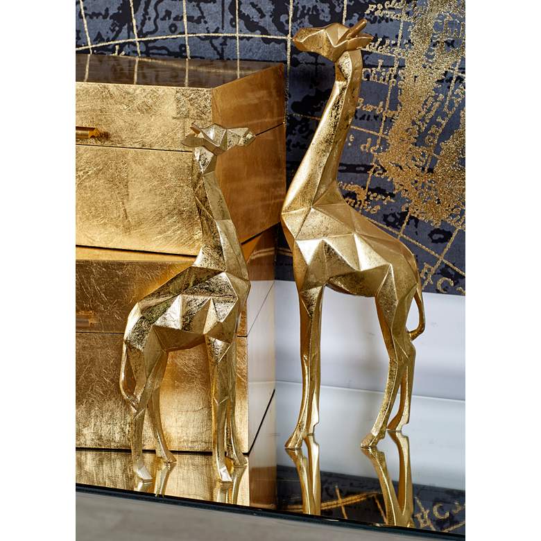 Image 4 Giraffe Textured Gold Table Decor Statues Set of 2 more views