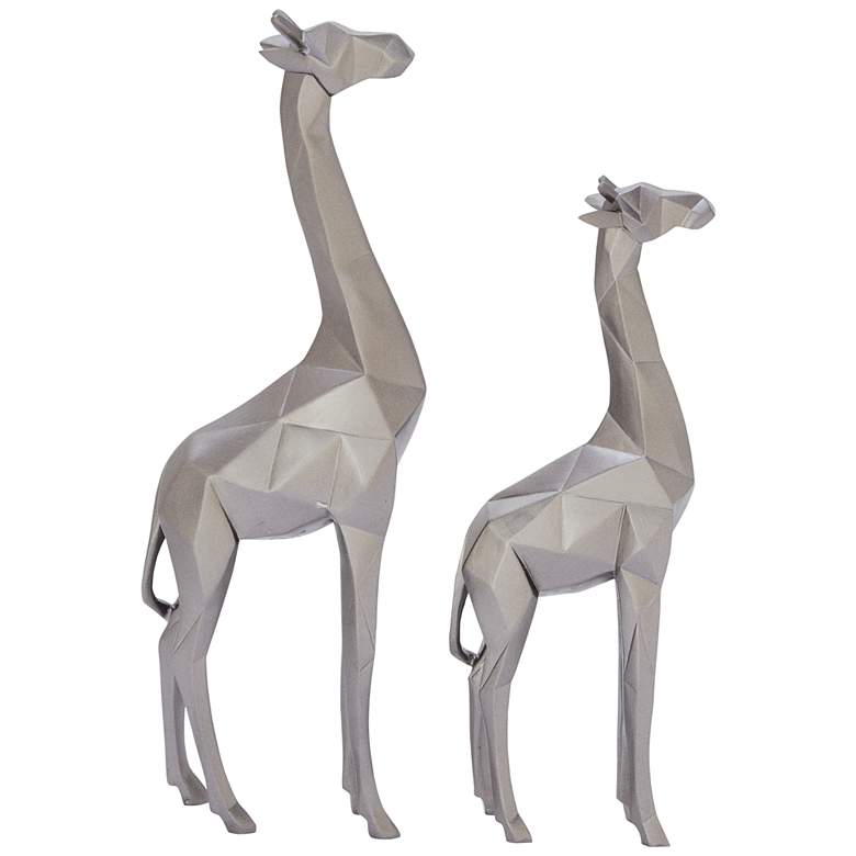 Image 1 Giraffe Textured Silver Table Decor Statues Set of 2