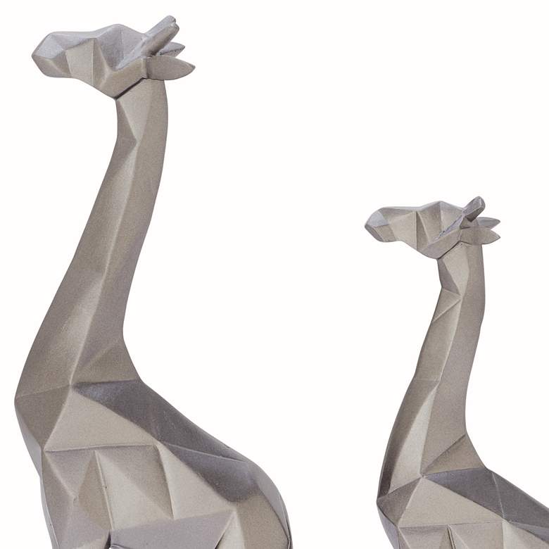 Image 3 Giraffe Textured Silver Table Decor Statues Set of 2 more views
