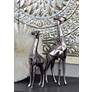 Giraffe Textured Silver Table Decor Statues Set of 2