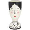 Girl Face 11" High White and Black Dolomite Decorative Vase
