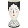 Girl Face 11" High White and Black Dolomite Decorative Vase