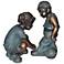 Girl Tying Boy's Shoes 19" High Outdoor Statue