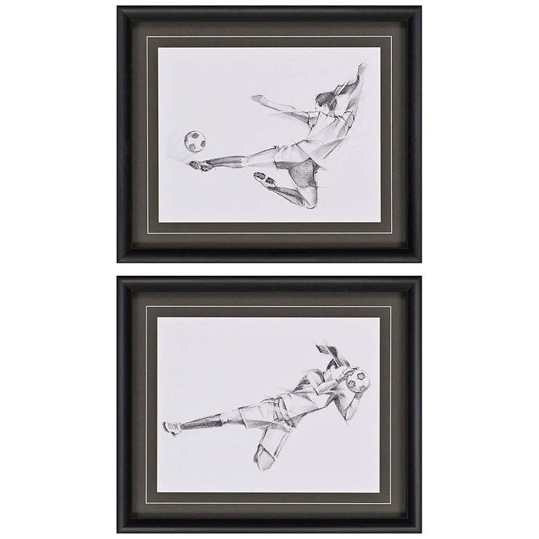 Image 1 Girls&#39; Soccer Action 27 inch Wide 2-Print Framed Wall Art Set