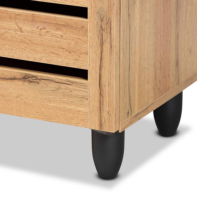Image 4 Gisela 44 1/2"W Oak Brown Wood 3-Door Shoe Storage Cabinet more views