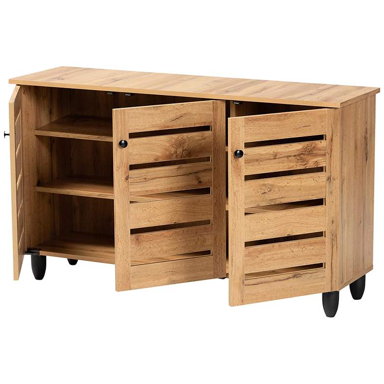 Image 5 Gisela 44 1/2"W Oak Brown Wood 3-Door Shoe Storage Cabinet more views
