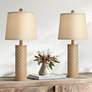 Gisele Gold Wash Lattice Column Table Lamps Set of 2