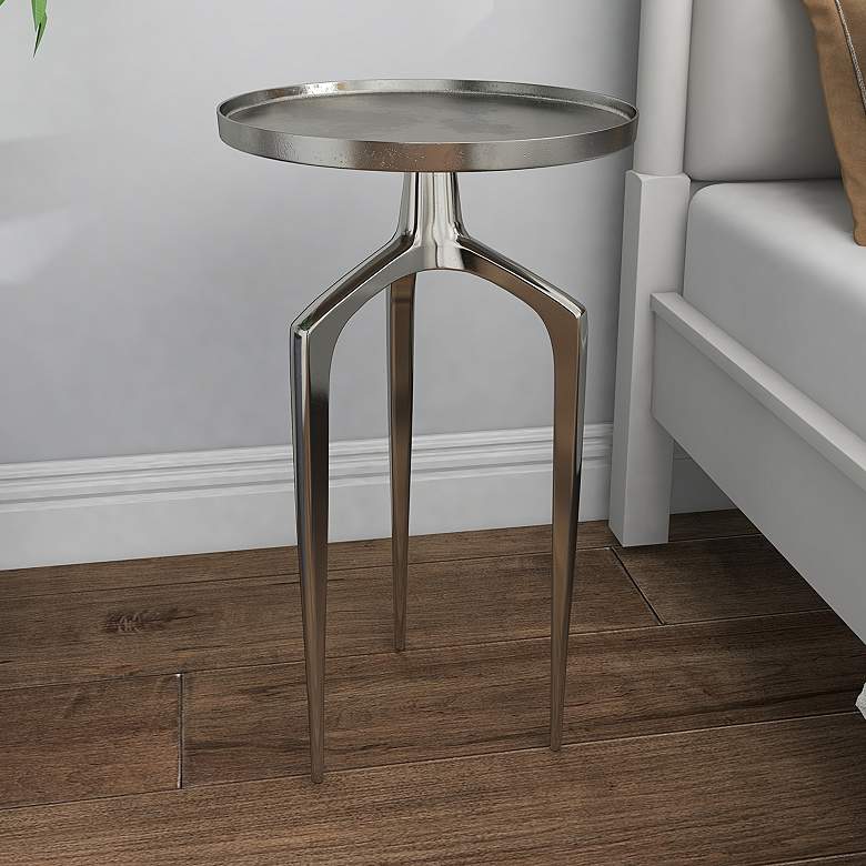 Image 1 Giselle 13 1/4"W Polished Silver Tripod Accent Side Table