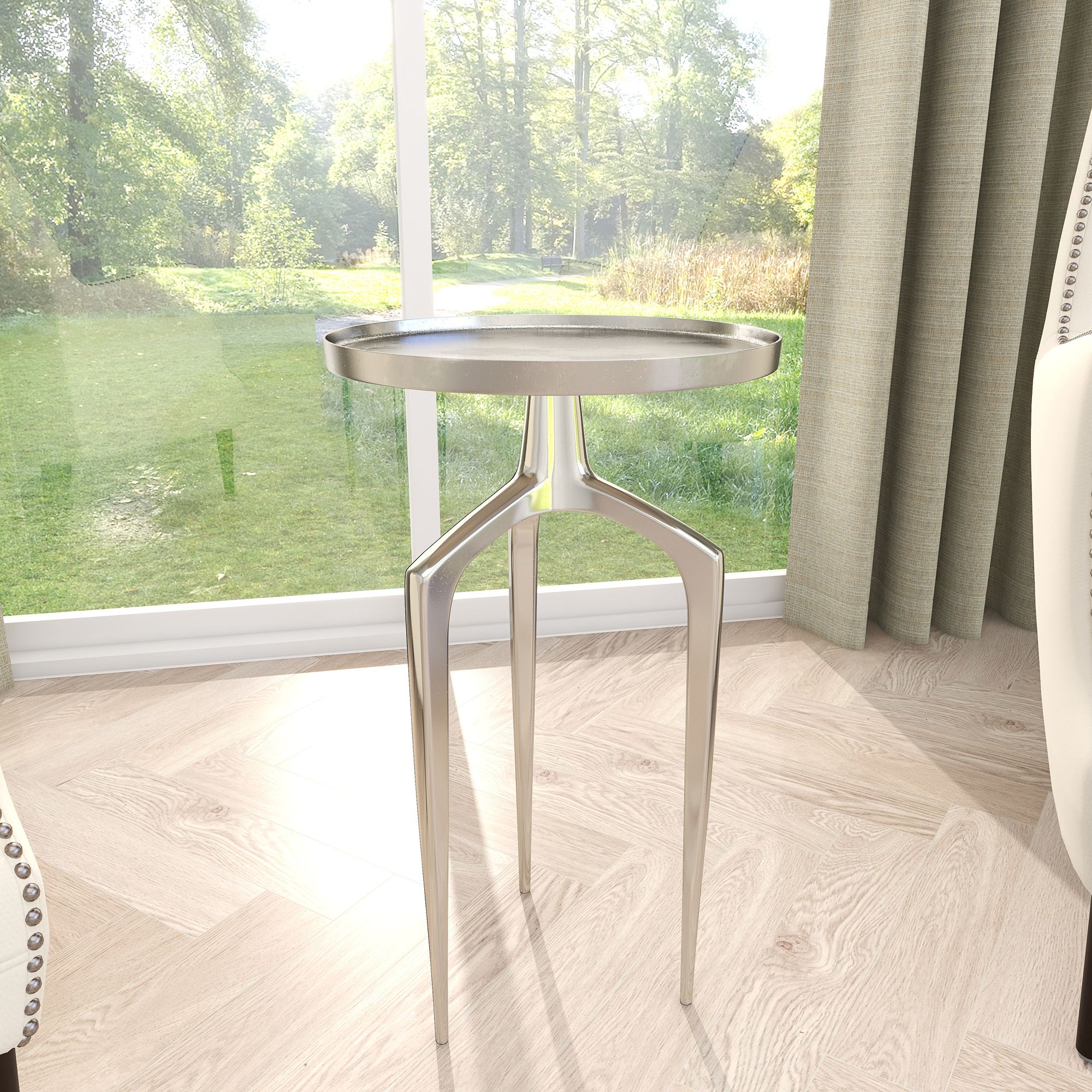 Giselle 13 1/4"W Polished Silver Tripod Accent Side Table