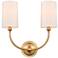 Giselle 15" 2-Light Satin Gold Sconce w/ Off-White Shade
