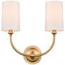 Giselle 15" 2-Light Satin Gold Sconce w/ Off-White Shade