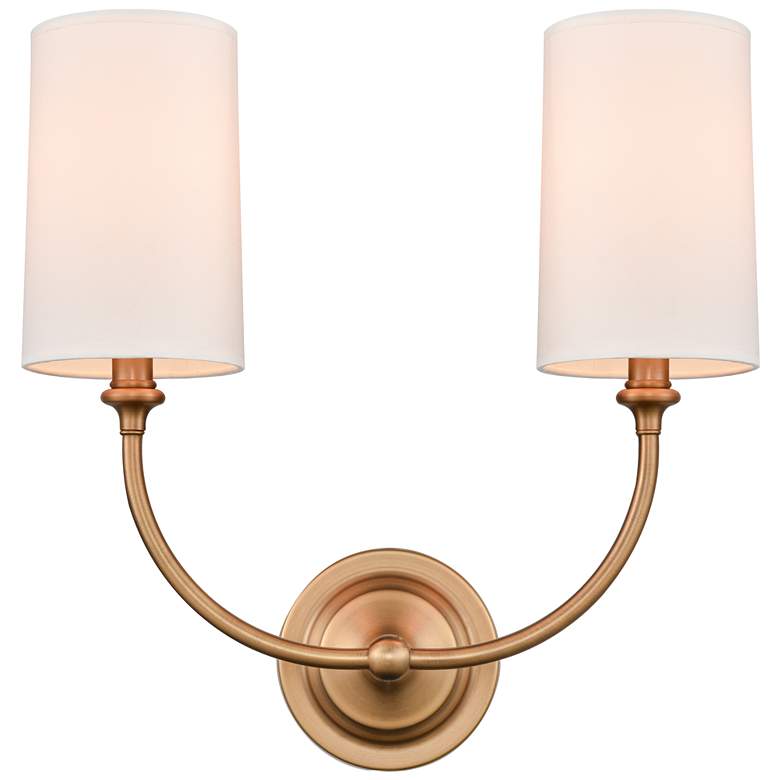 Image 1 Giselle - 2 Light 15" LED Sconce - Brass Finish - Off-White Shade