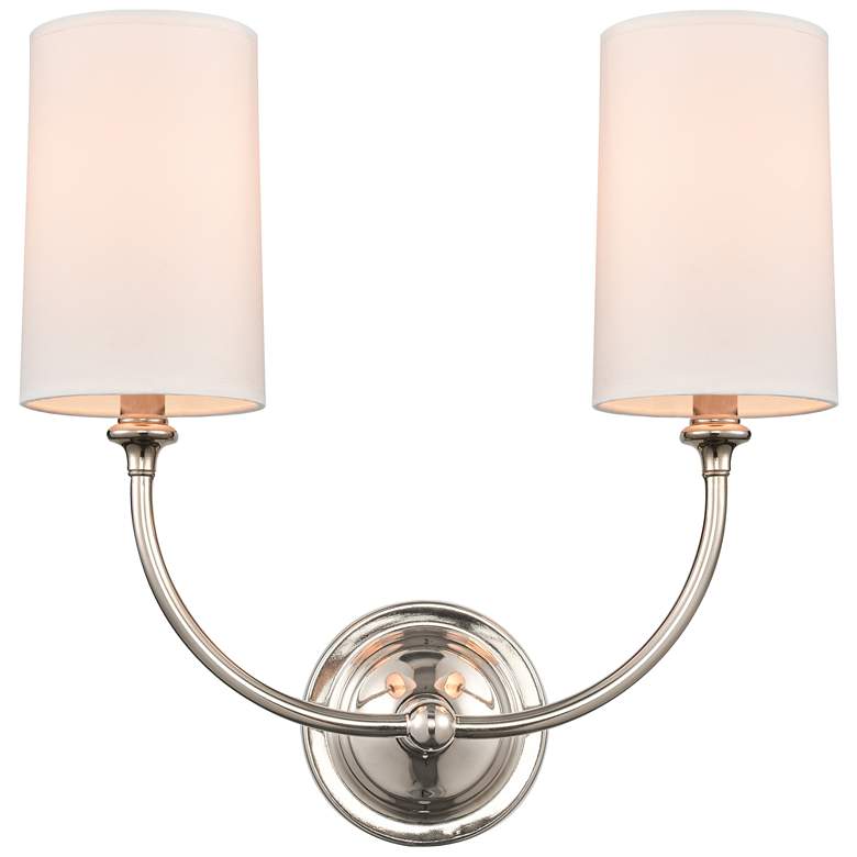 Image 1 Giselle - 2 Light 15" LED Sconce - Nickel Finish - Off-White Shade