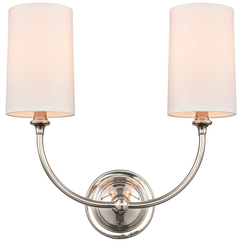 Image 1 Giselle - 2 Light 15 inch LED Sconce - Nickel Finish - Off-White Shade