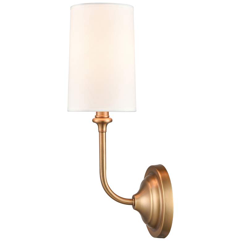 Image 1 Giselle 5 inch Brushed Brass Sconce w/ Off-White Shade