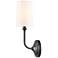 Giselle 5" Matte Black Sconce w/ Off-White Shade